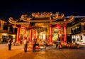 The Chinese temple of `Guan Yin` at Yaowarat Road, Bangkok`s Chinatown,the image at night time.